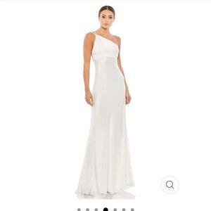 IENNA FOR MAC DUGGAL ONE SHOULDER DOUBLE STRAP SATIN GOWN